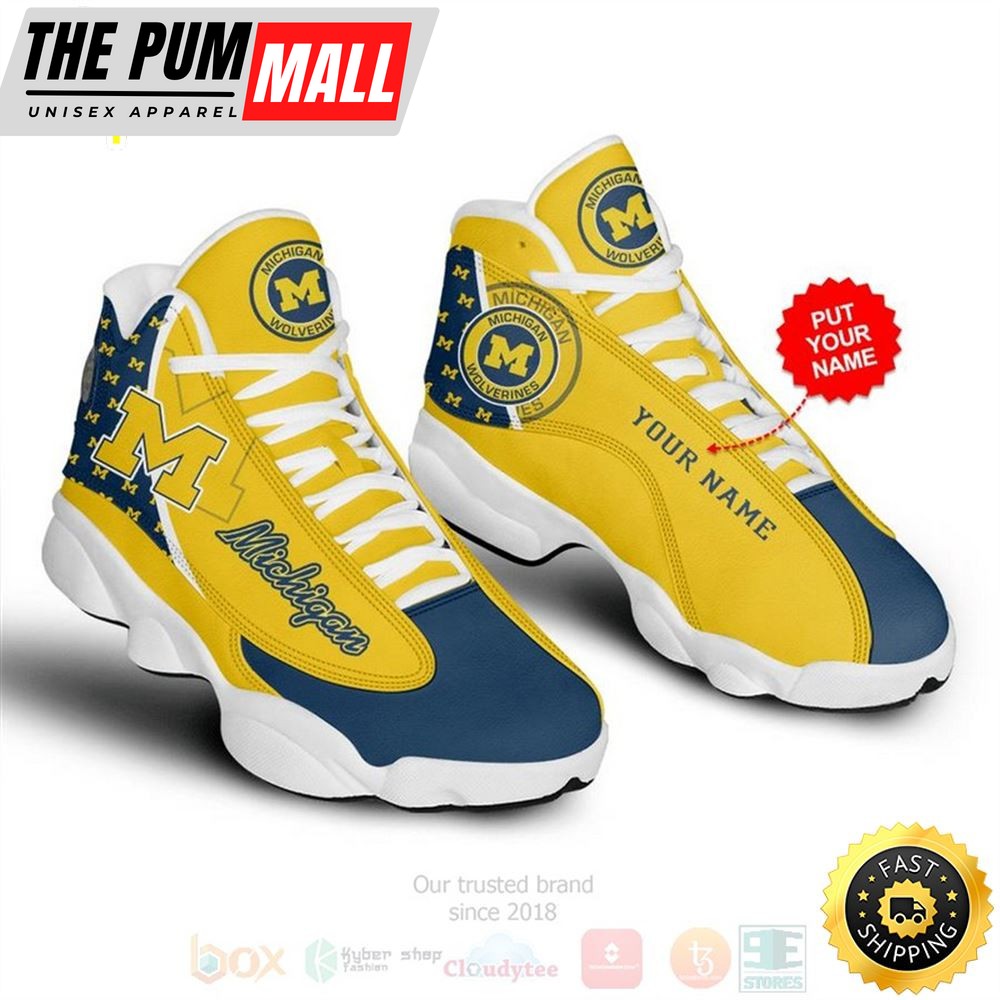 Michigan Wolverines Nfl Custom Name Air Jd 13 Shoes