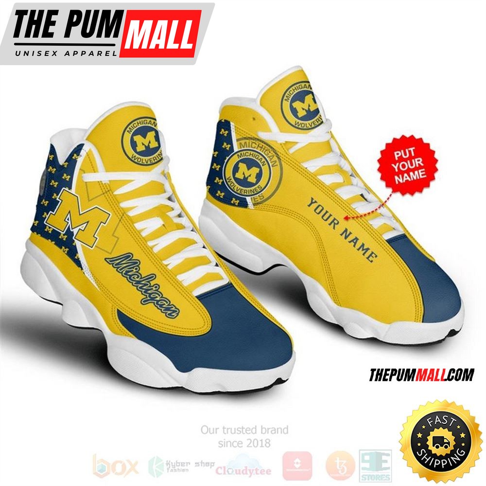 Michigan Wolverines Nfl Custom Name Air Jd 13 Shoes