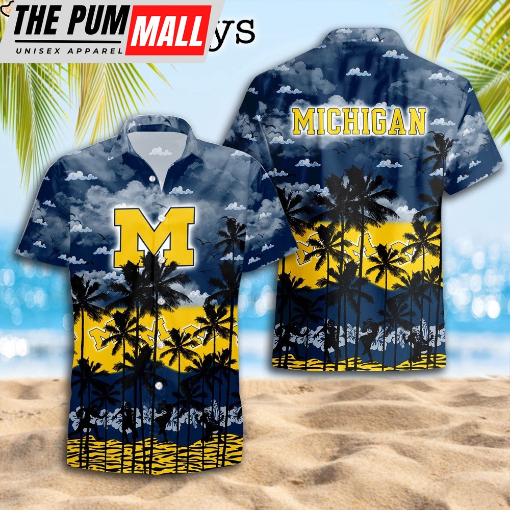 Michigan Wolverines Palms Tree Hawaiian Shirt