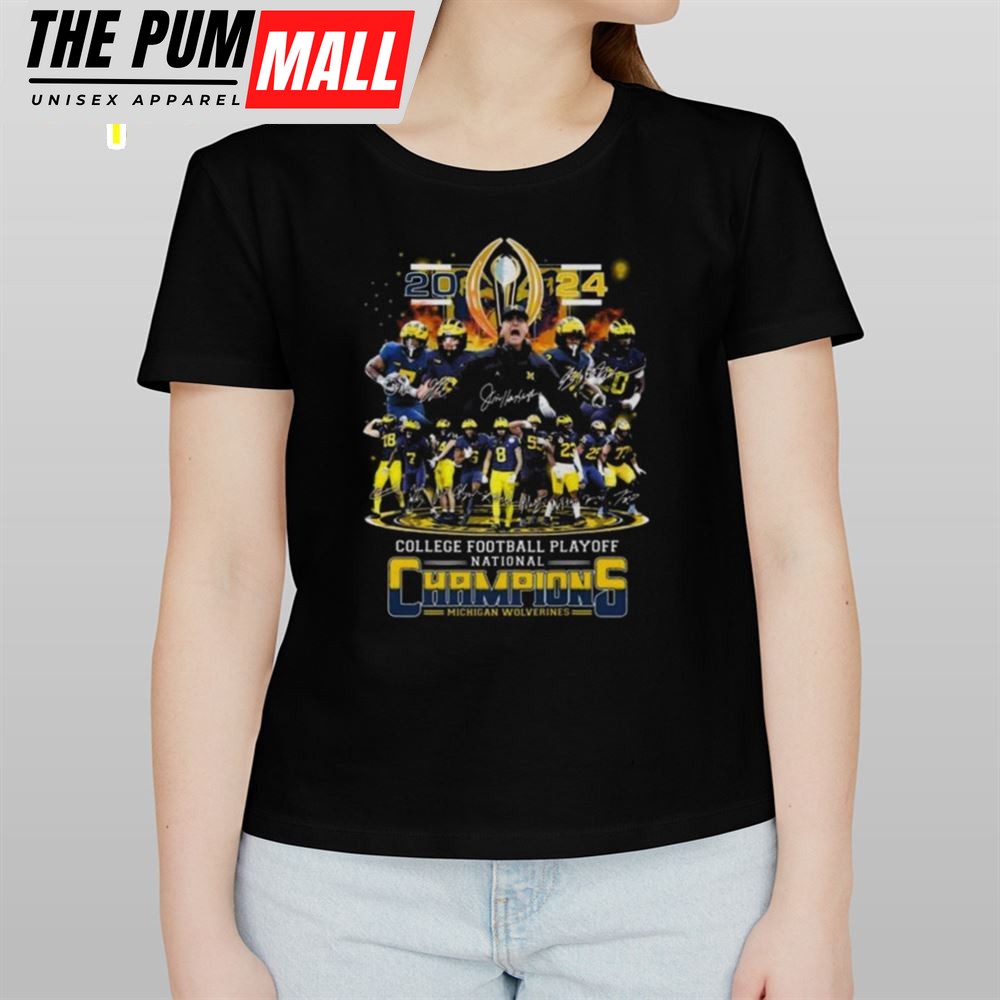 Michigan Wolverines Team Football 2025 College Football Playoff National Champions Signatures Shirt