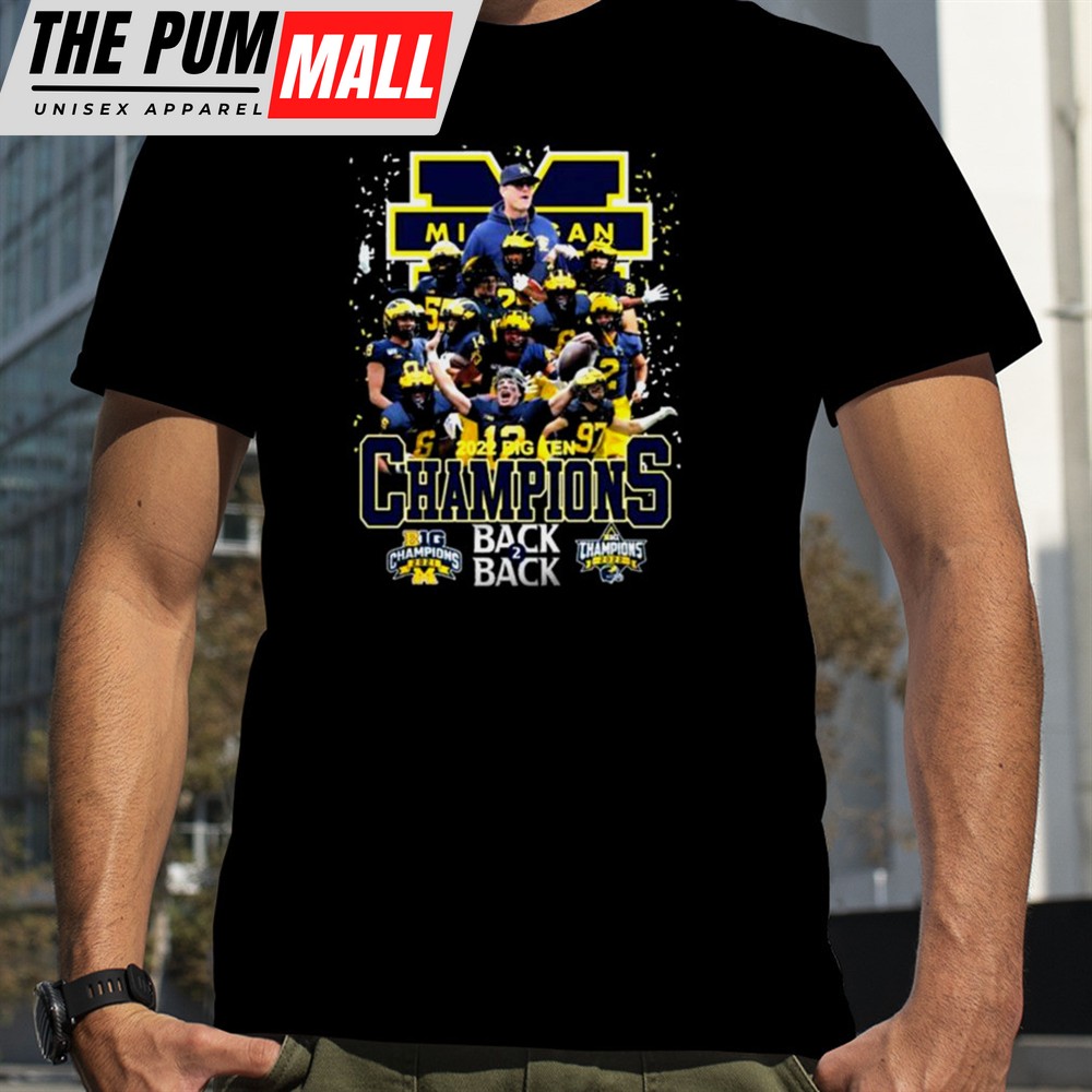 Michigan Wolverines Team Football Back 2 Back 2025 Big Ten Champions T-shirt