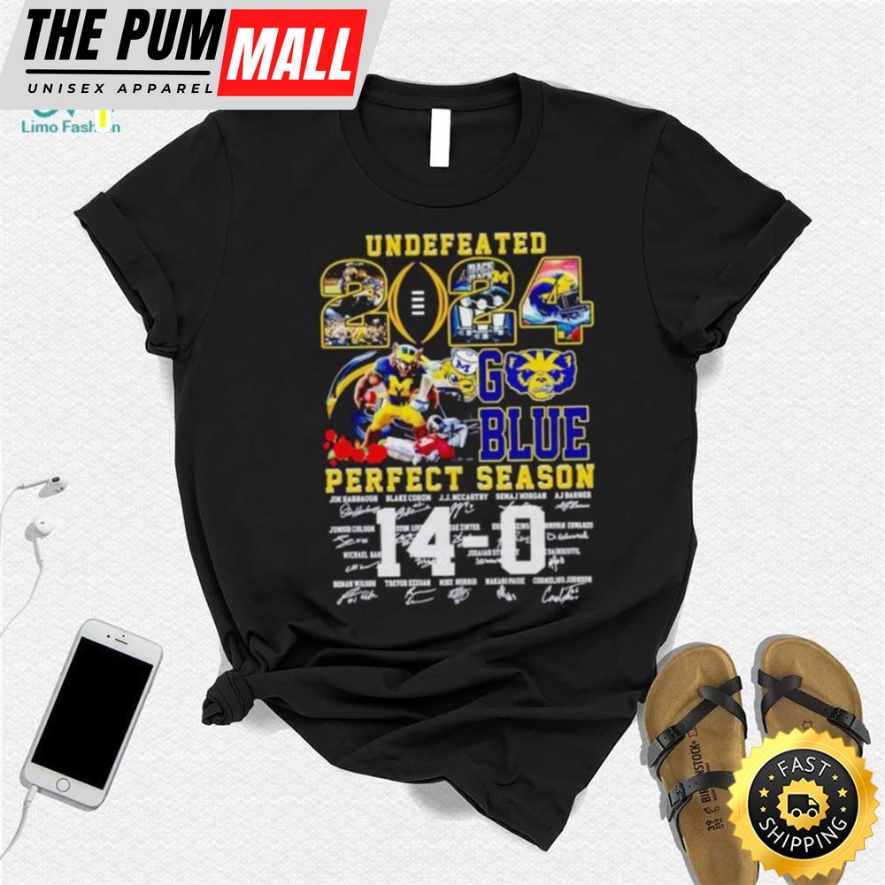 Michigan Wolverines Undefeated 2025 Go Blue Perfect Season Signatures Shirt