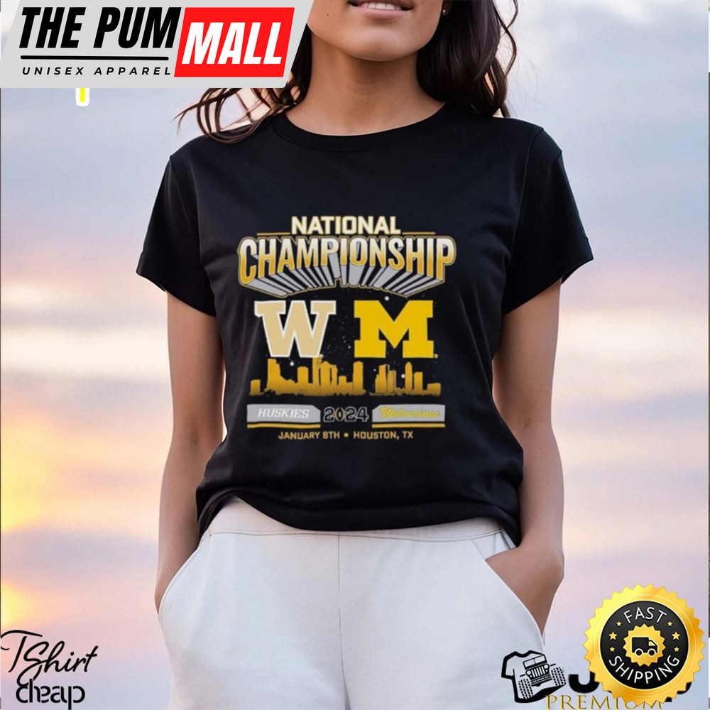 Michigan Wolverines Vs. Washington Huskies College Football Playoff 2025 National Championship Game Head To Head Skyline T Shirt