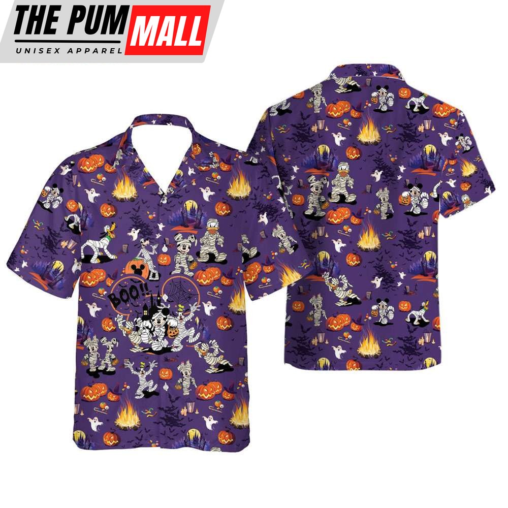 Mickey and Friends Halloween Purple Hawaiian Shirt