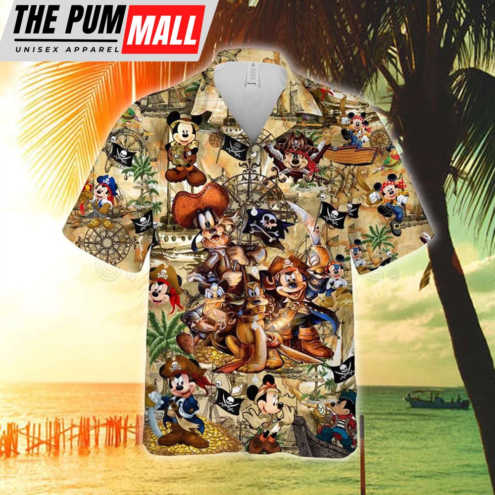 Mickey And Friends Pirate Treasure Adventure Hawaiian Shirt, Disney Gift for Fans