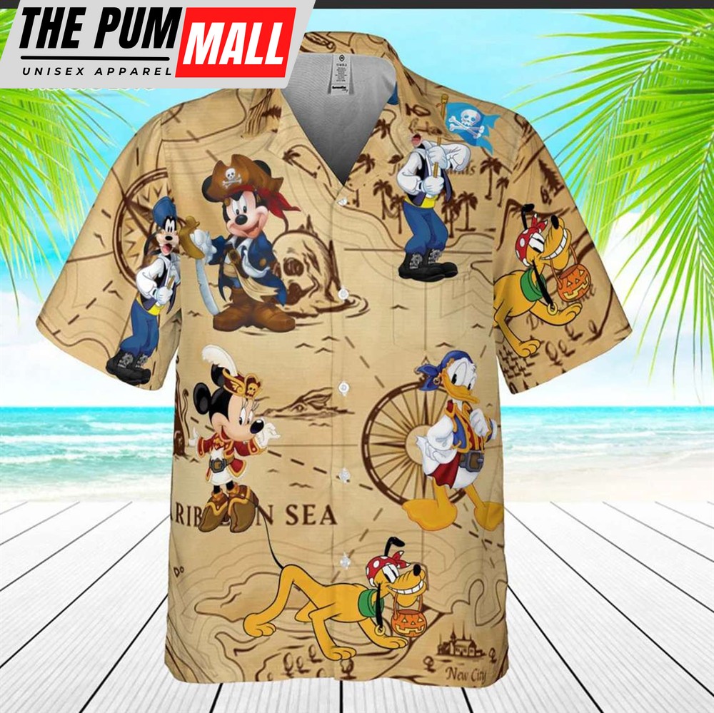 Mickey and Friends Pirated of the Caribbean Hawaiian Shirt, Mickey Pirate Retro Hawaiian Shirt, Unique Mickey Mouse Gift