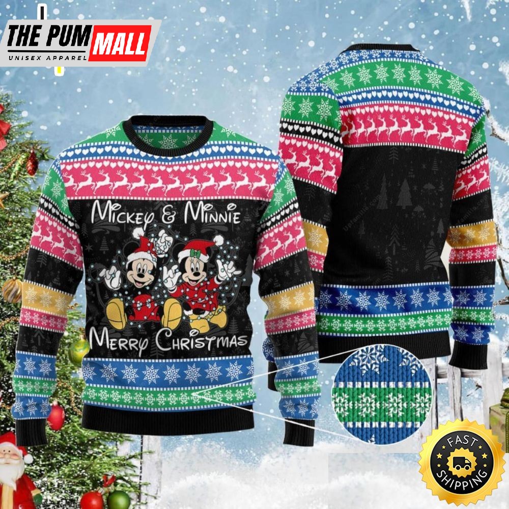 Mickey And Minnie Merry Xmas Disney Ugly Christmas Sweater