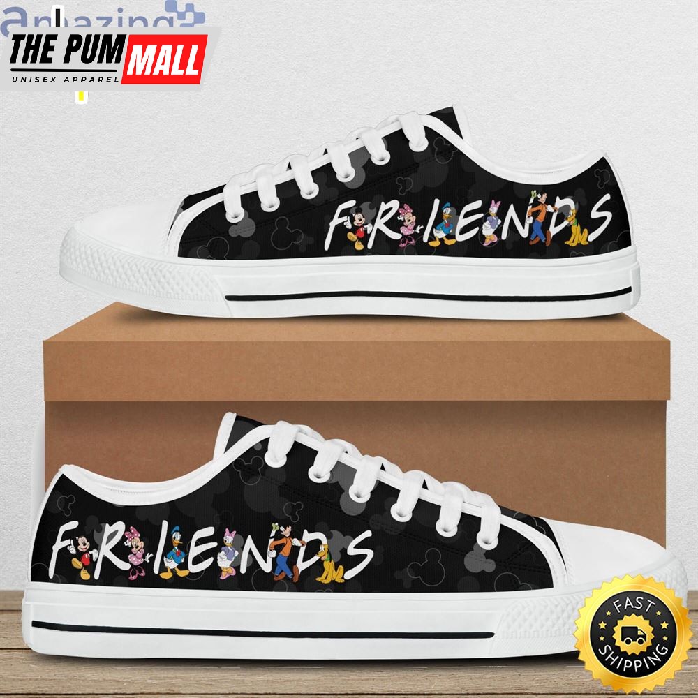 Mickey & Friends Black Pattern Disney Cartoon Sneakers Low Top Shoes