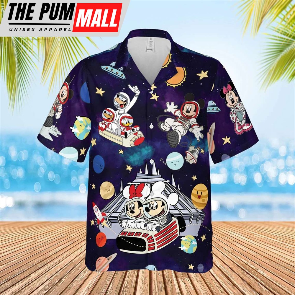 Mickey Minnie and Friends Space Mountain Hawaiian Shirt, Disneyland Tomorrowland Vintage Hawaiian Shirt, Best Disney Gift for Fans