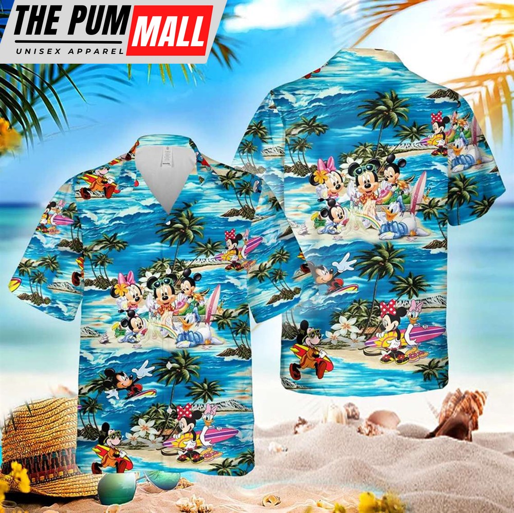 mickey-minnie-and-friends-surfing-hawaiian-shirt-awesome-matching-disney-family-5mm9r7lt Mickey Minnie and Friends Surfing Hawaiian Shirt, Awesome Matching Disney Family Aloha Shirts