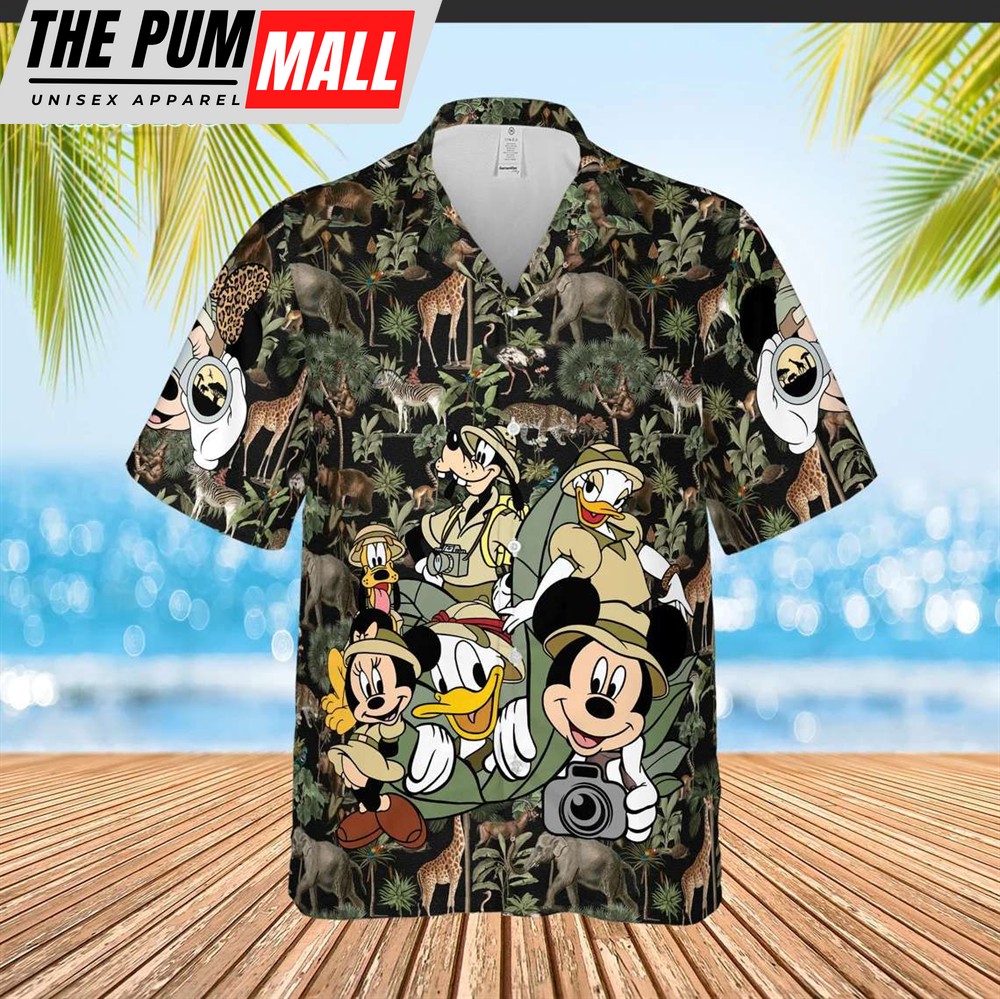 Mickey Mouse and Friends Safari Hawaiian Shirt, Disney Animal Kingdom Park Hawaiian Shirt, Mickey Mouse Gift