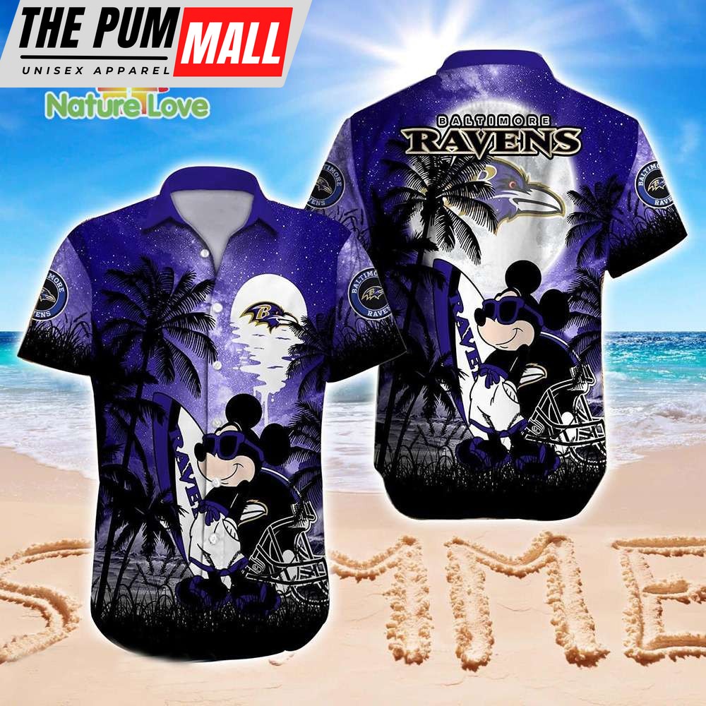 Mickey Mouse Baltimore Ravens NFL Hawaiian Shirt Summer Vibes Disney Gift