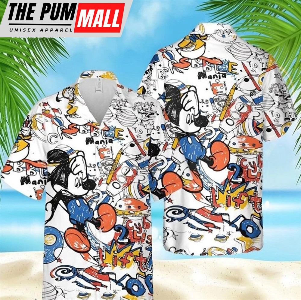 Mickey Mouse Cartoon Graphics Hawaiian Shirt, Disney Summer Beach Matching Family Vacation Gifts