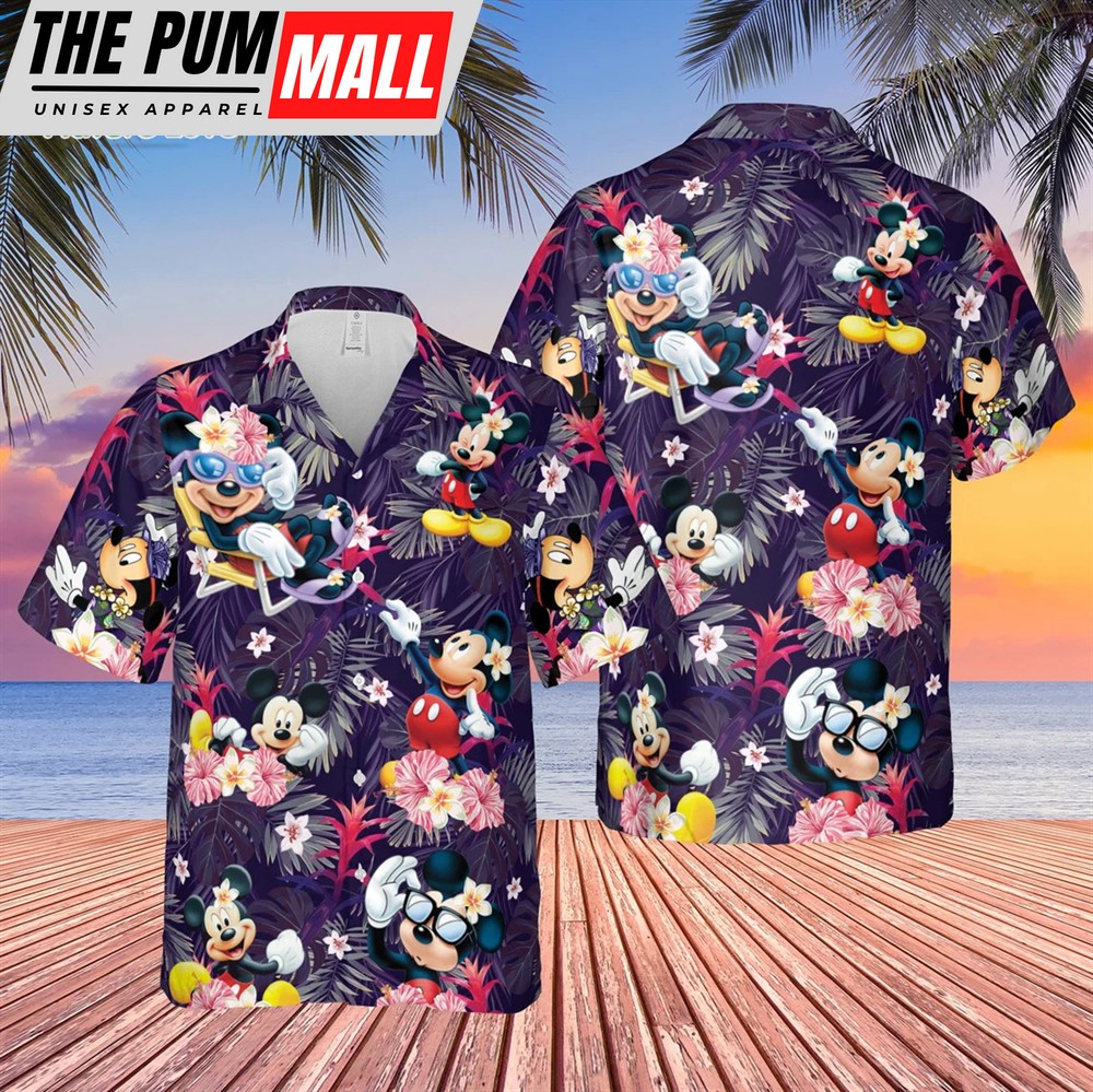 Mickey Mouse Floral Tropical Hawaiian Shirt, Disney Purple Hawaiian Shirt, Magical Disney Gifts for Fans