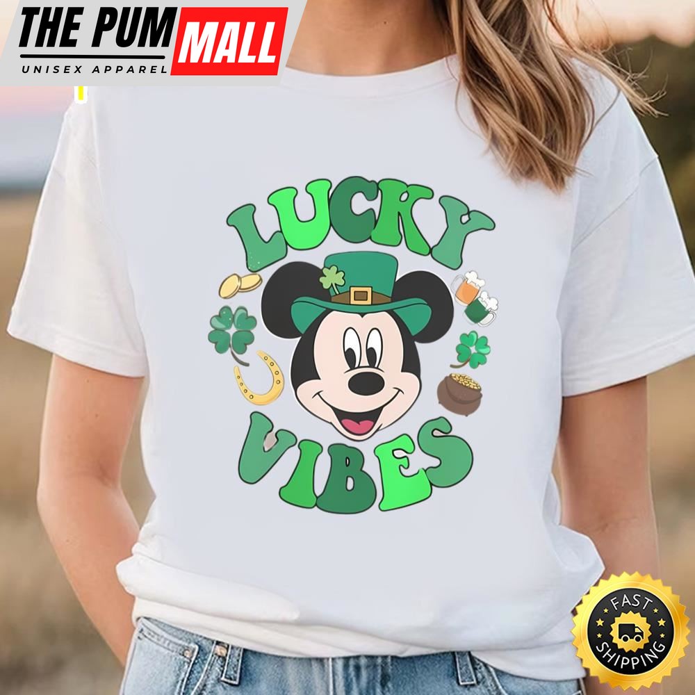 Mickey Mouse Lucky Vibes Shirt, Mickey St Patricks Day