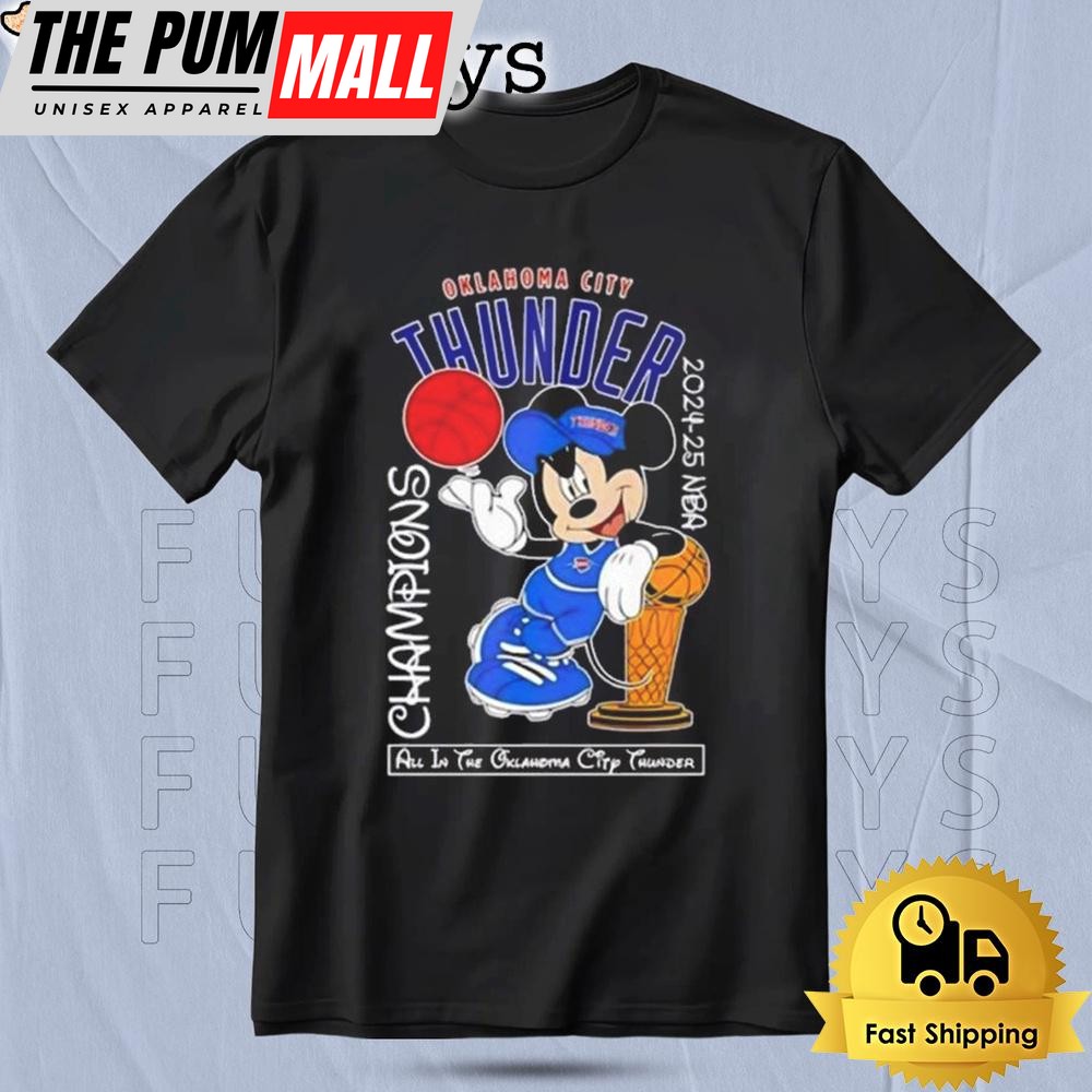 Mickey Mouse Oklahoma City Thunder 2024-25 NBA Champions T Shirt