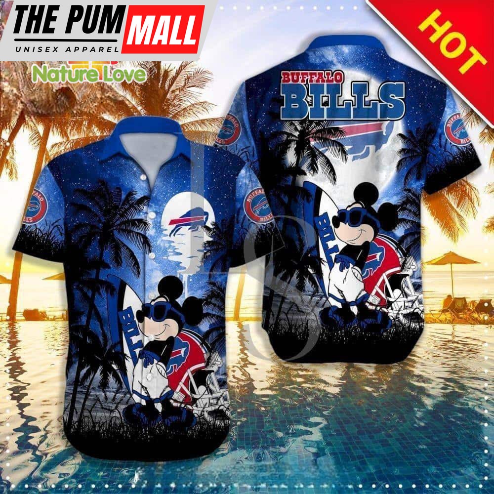 Mickey Mouse Palm Tree Buffalo Bills Hawaiian Shirt Disney NFL Gifts