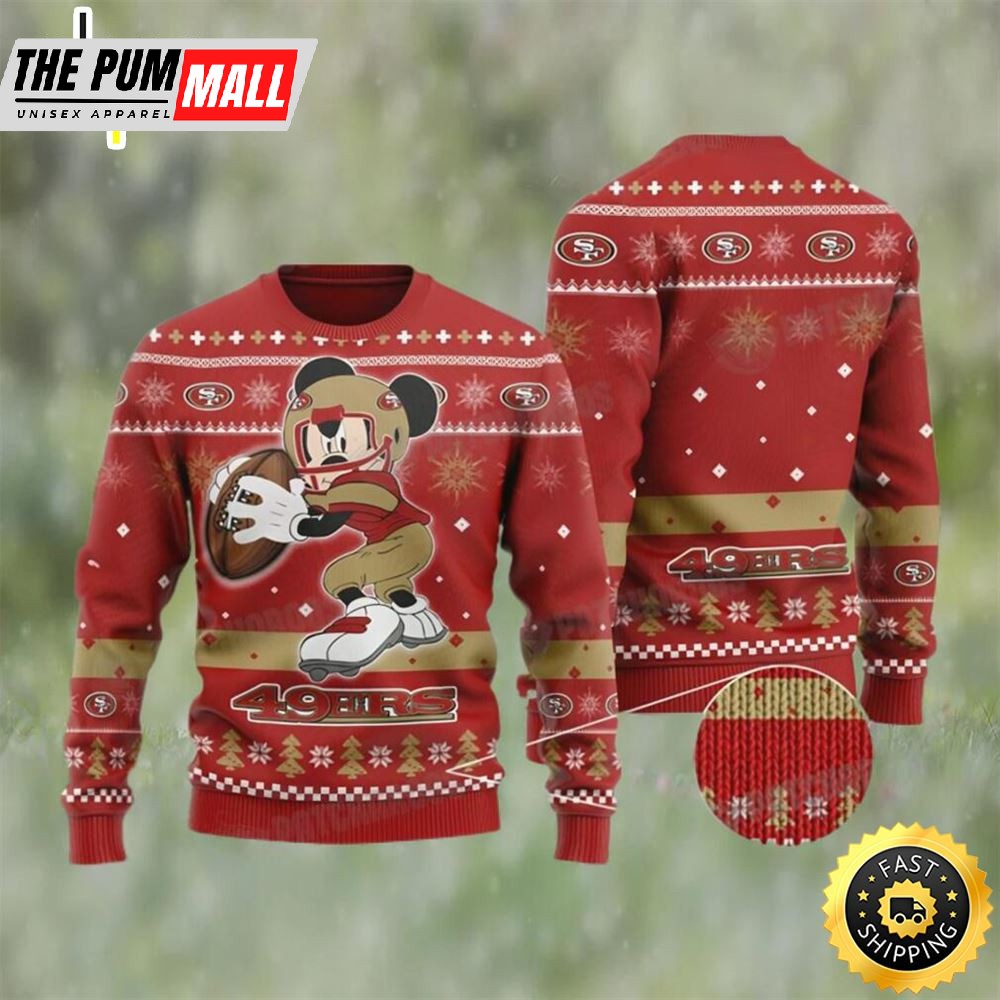 Mickey Mouse San Francisco NFL Football Ugly Christmas Sweater