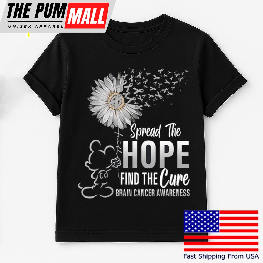 Mickey Mouse Spread The Hope Find The Cure Brain Cancer Awareness T Shirt