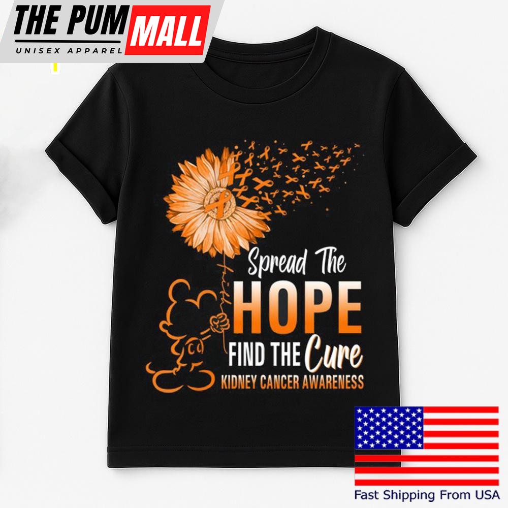 Mickey Mouse Spread The Hope Find The Cure Kidney Cancer Awareness T Shirt