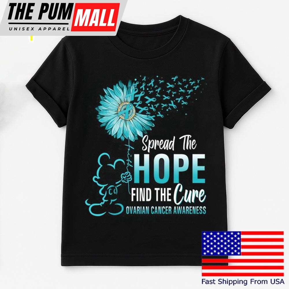 Mickey Mouse Spread The Hope Find The Cure Ovarian Cancer Awareness T Shirt