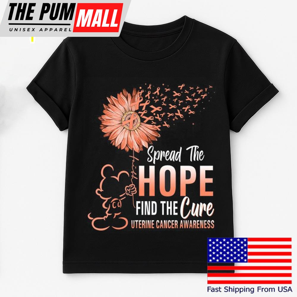 Mickey Mouse Spread The Hope Find The Cure Uterine Cancer Awareness T Shirt