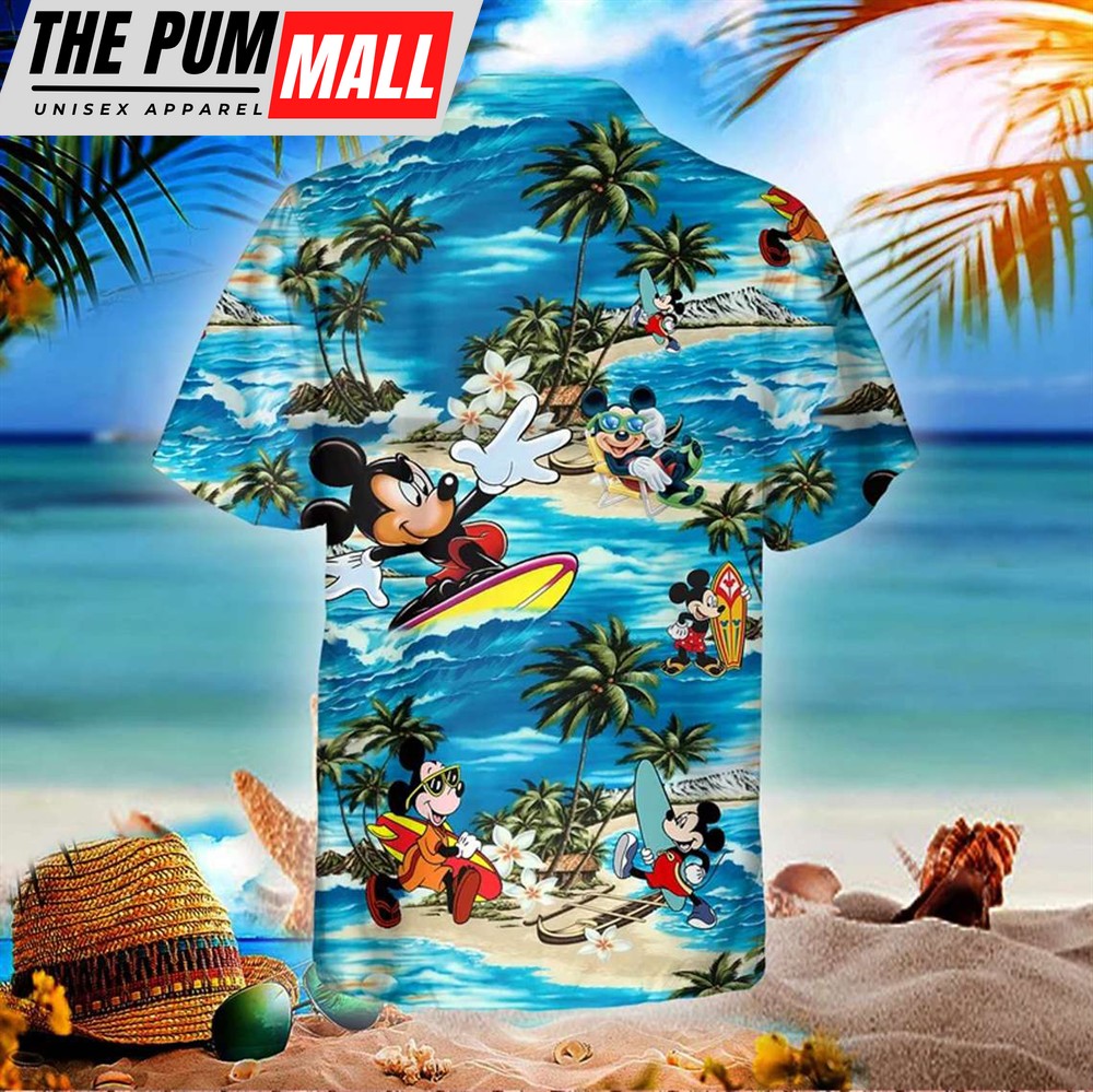 Mickey Mouse Surfing Hawaiian Shirt, Mickey Mouse Funny Summer Beach Aloha Shirt, Best Disney Gift for Fans
