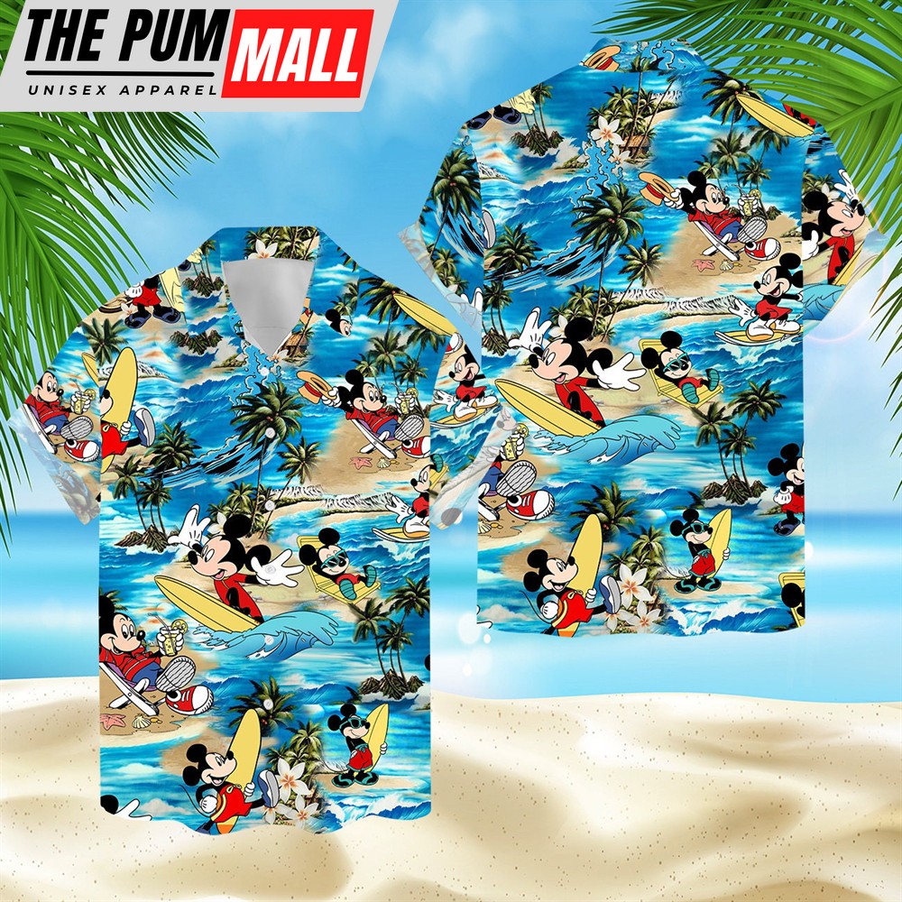 Mickey Vacation Surfing Hawaiian Shirt, Disney Mickey Summer Beach Short Sleeve Shirts, Matching Family Disney Gift for Lovers