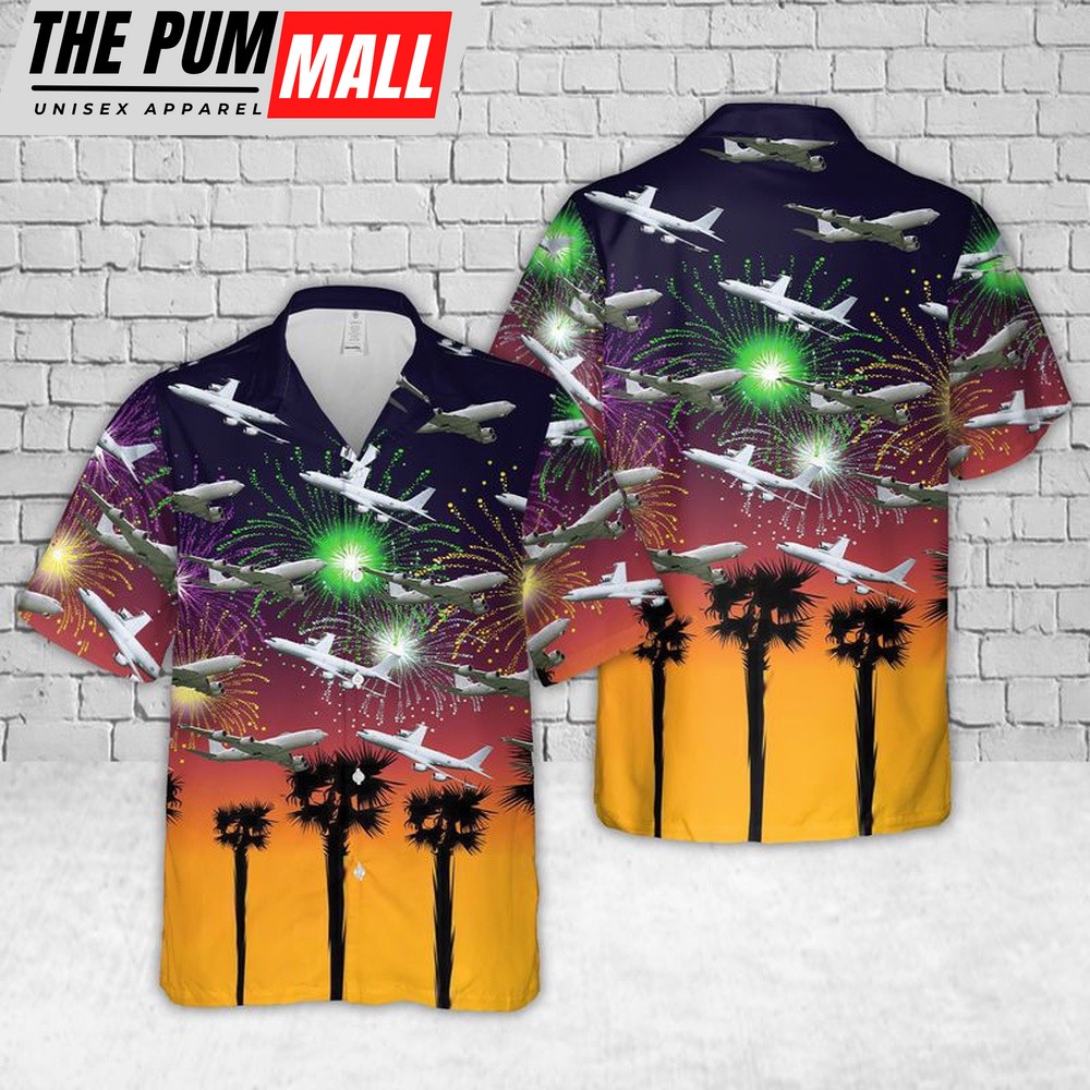Military Hawaiian Shirt, BBTT0406BC06 Boeing E-6B Mercury US Navy Hawaiian Shirt