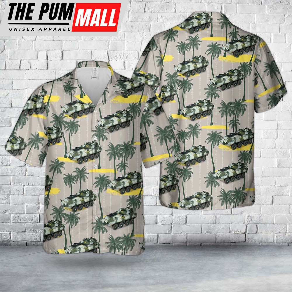Military Hawaiian Shirt, LAV-25 Piranha with 25mm M242 Bushmaster 2nd Light Armored Reconnaissance Battalion US Marines 2005 Hawaiian Shirt