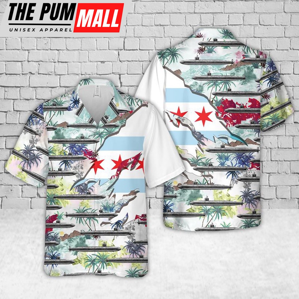 Military Hawaiian Shirt, Navy USS Chicago (SSN-721) Hawaiian Shirt