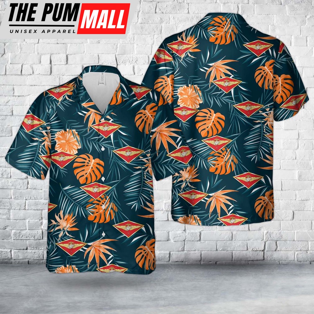 Military Hawaiian Shirt, US Marine Corps 1st Marine Aircraft Wing Hawaiian Shirt