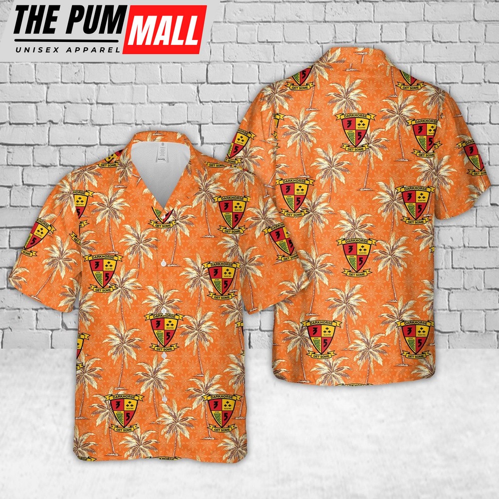 Military Hawaiian Shirt, US Marine Corps 3rd Battalion, 5th Marines (35, nicknamed Dark Horse) Hawaiian Shirt