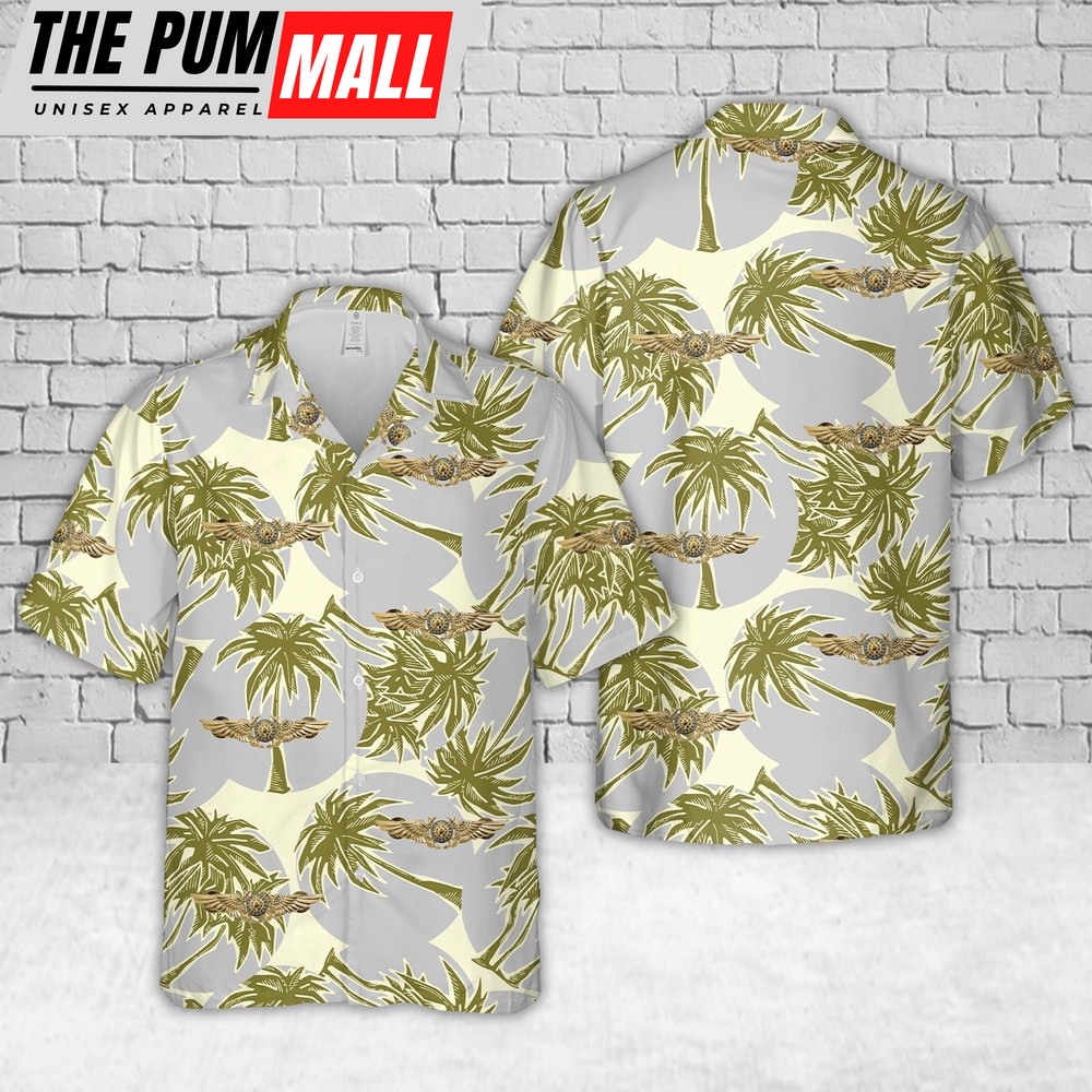 Military Hawaiian Shirt, US Marine Corps Aerial Navigator Badge Hawaiian Shirt