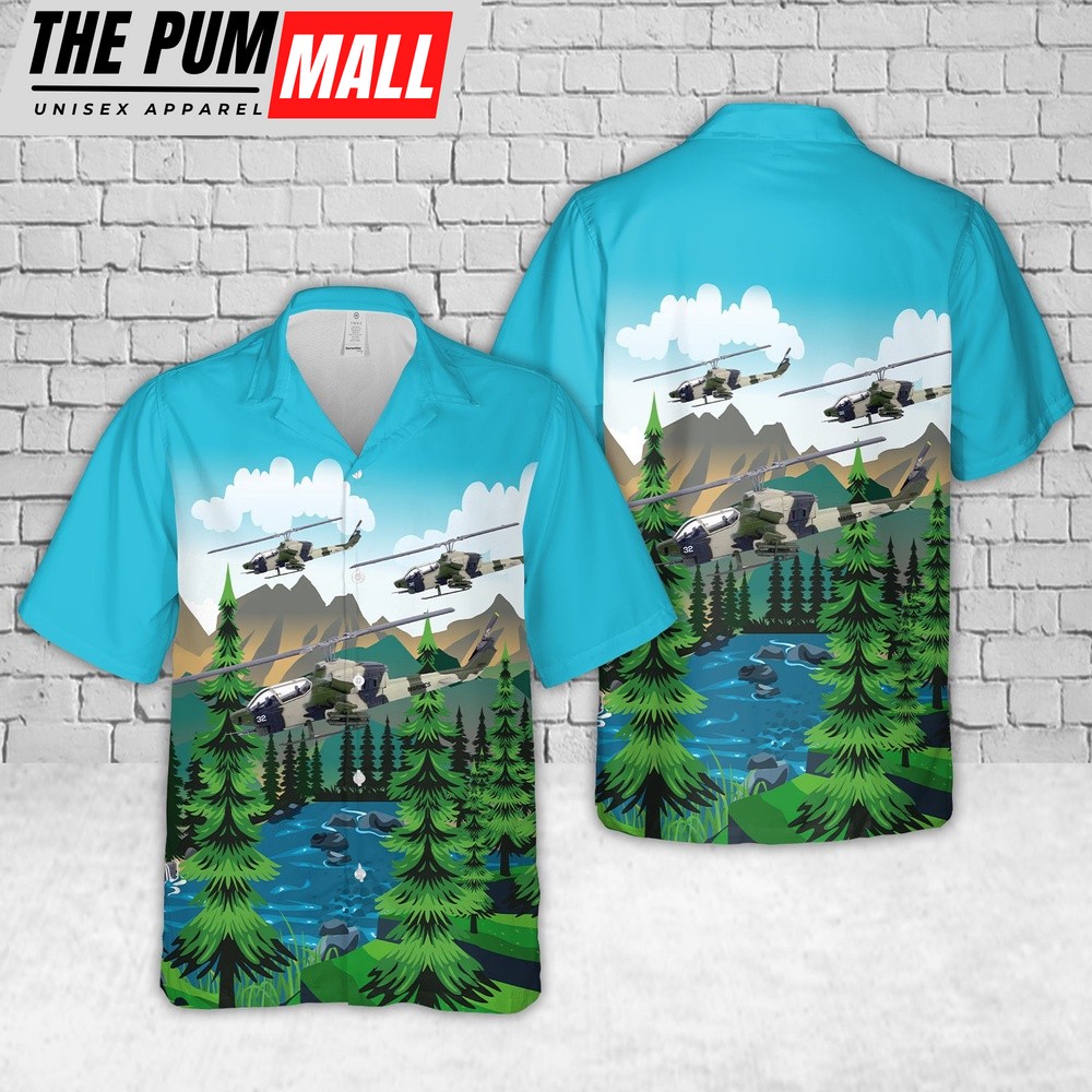 Military Hawaiian Shirt, US Marine Corps Bell AH-1T (AH-1) Sea Cobra Hawaiian Shirt