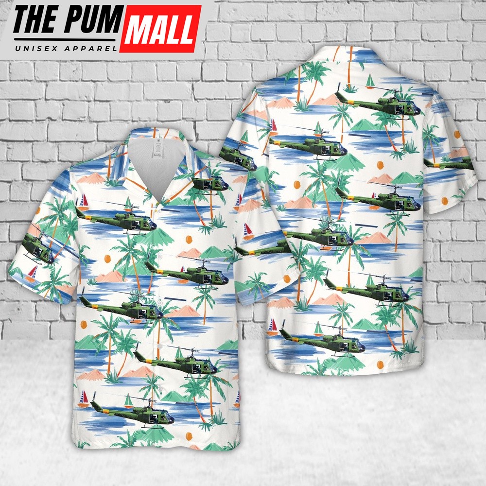 Military Hawaiian Shirt, US Marine Corps Bell UH-1E Iroquois (204) Hawaiian Shirt