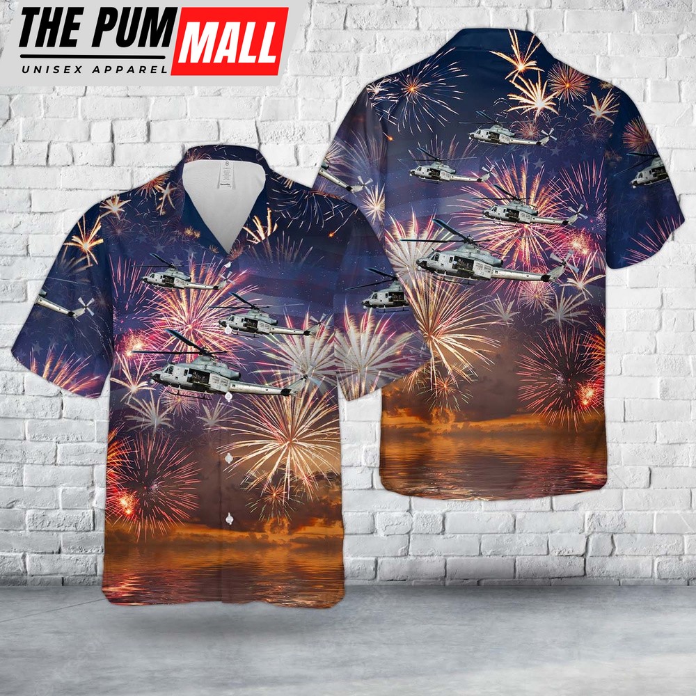 Military Hawaiian Shirt, US Marine Corps Bell UH-1Y Venom (450), 4th Of July Hawaiian Shirt