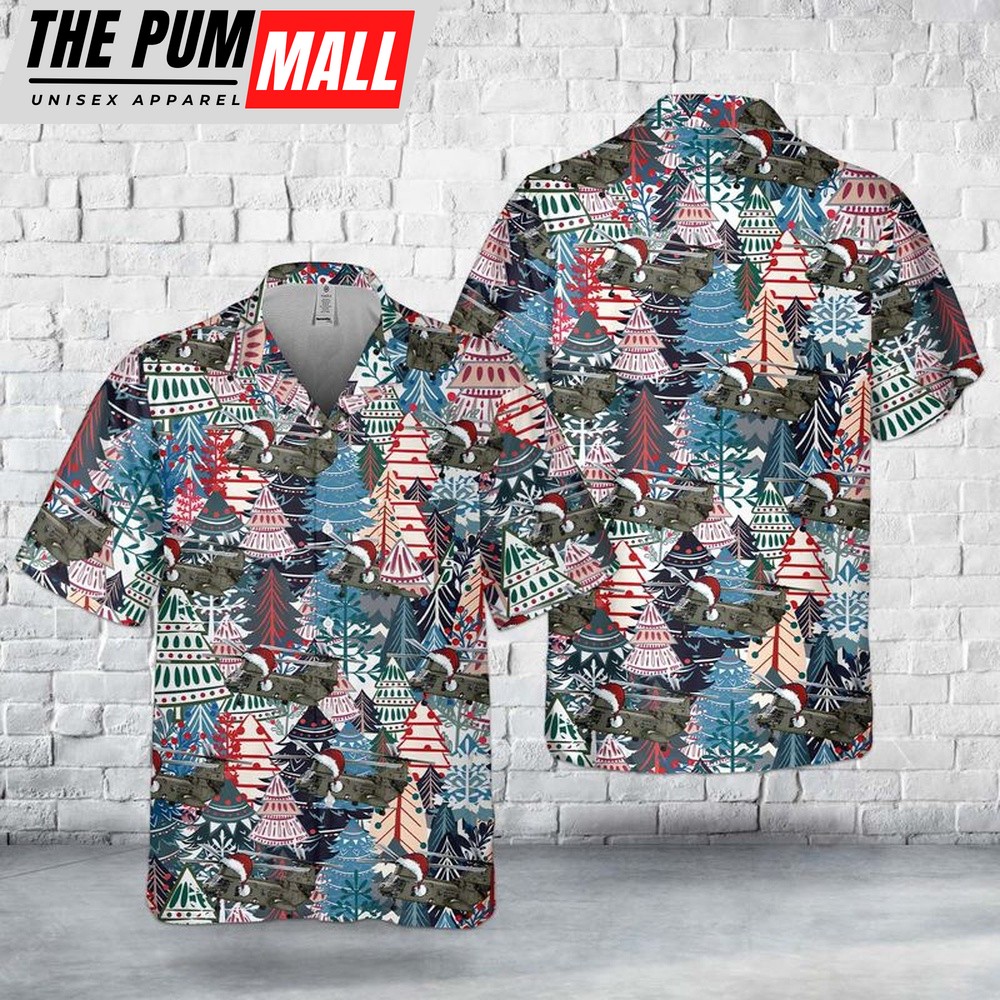Military Hawaiian Shirt, US Marine Corps CH-46F Sea Knight The PHROG Christmas Pocket Hawaiian Shirt