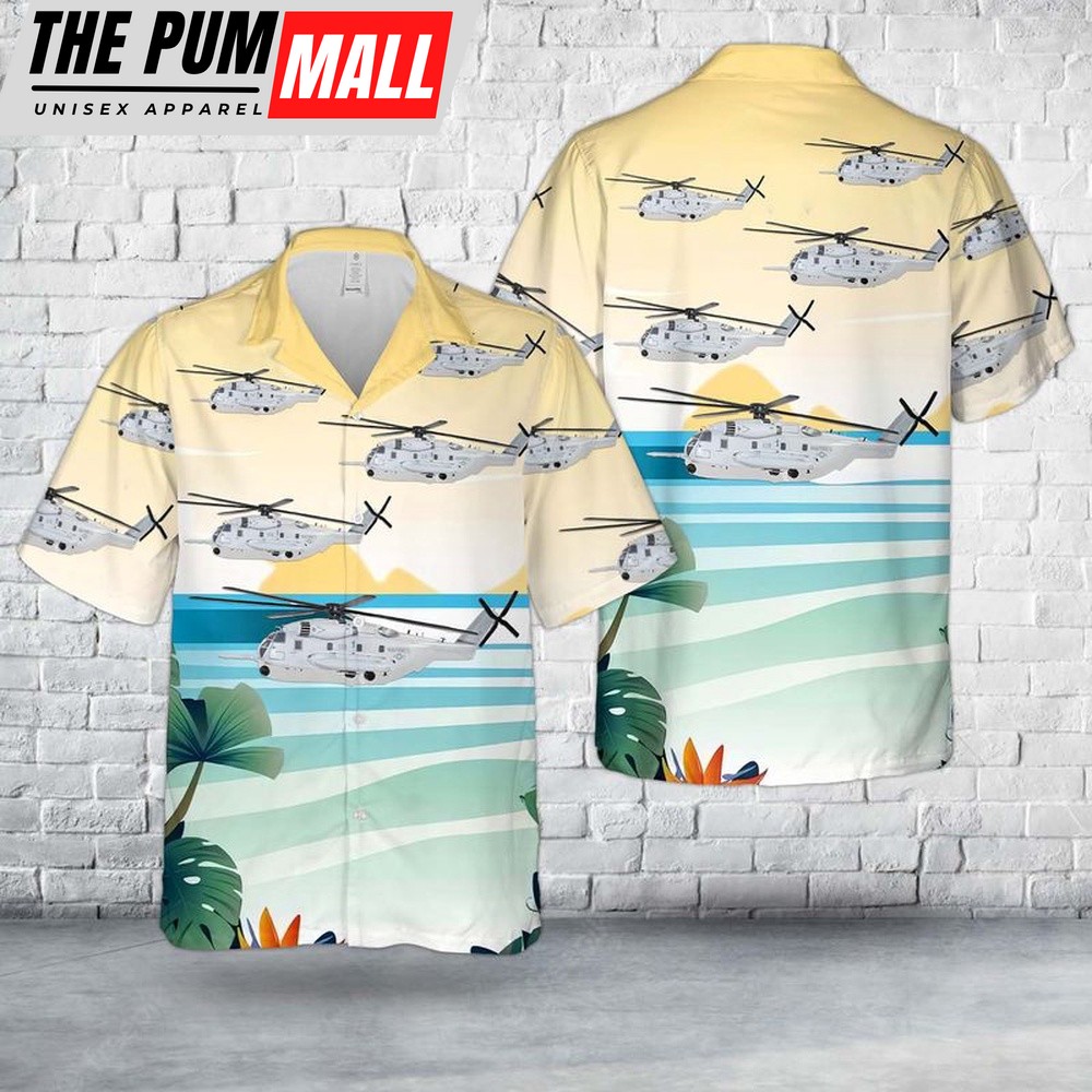 Military Hawaiian Shirt, US Marine Corps CH-53E Helicopter Of HMH-463 Pegasus Hawaiian Shirt