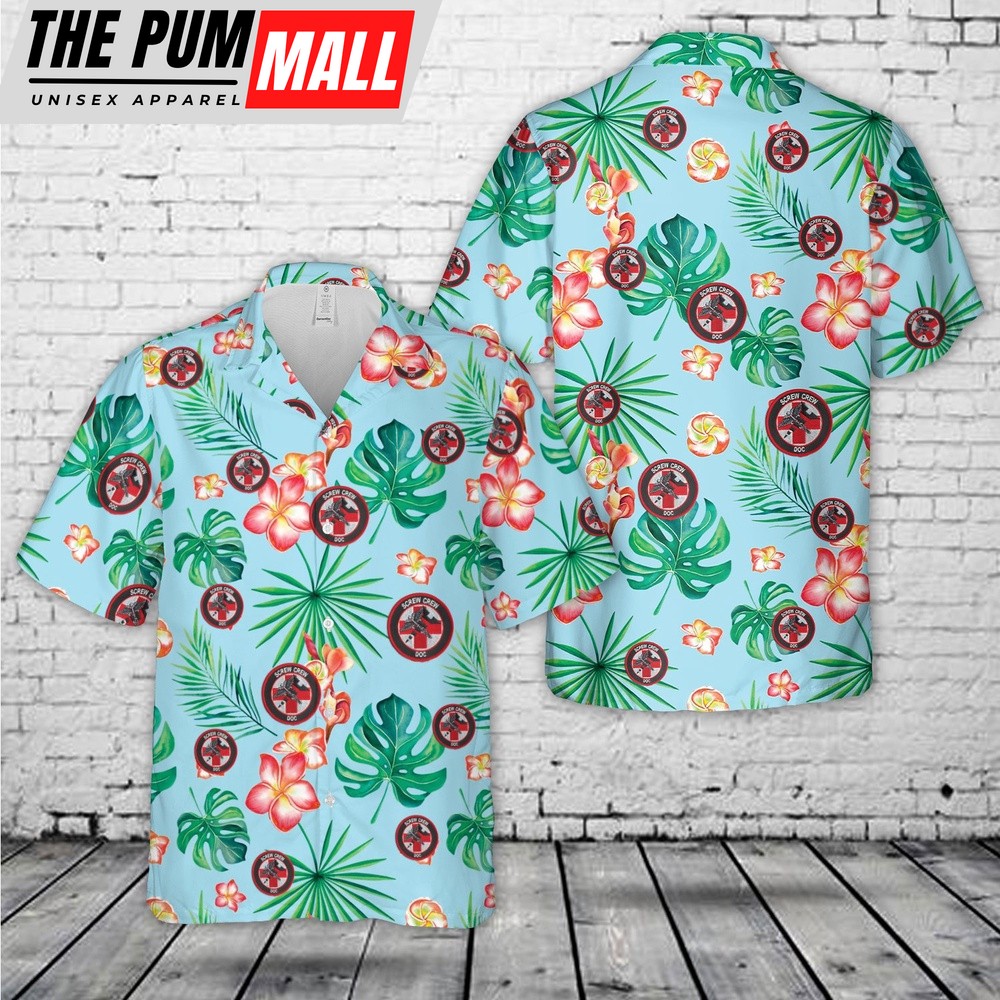 Military Hawaiian Shirt, US Marine Corps HMH-462 Screw Crew Medical Patch Hawaiian Shirt