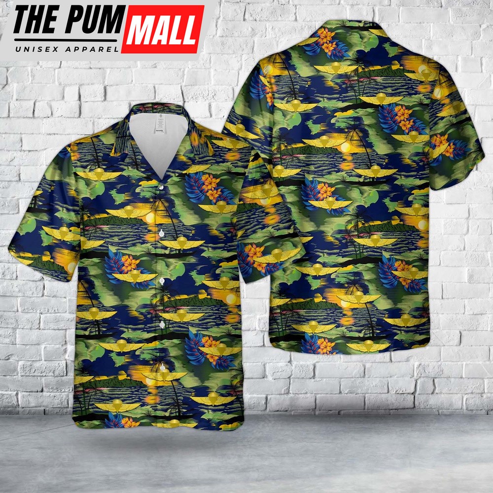 Military Hawaiian Shirt, US Marine Corps Jump Wings Hawaiian Shirt