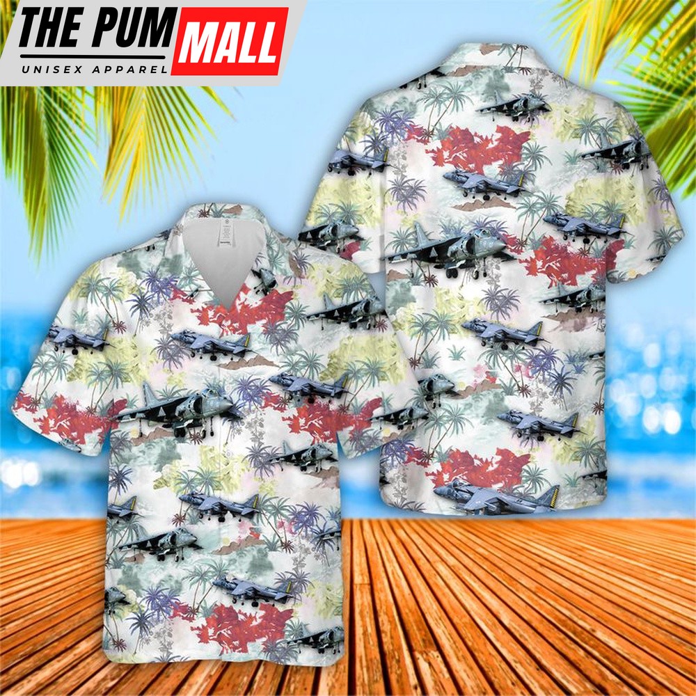 Military Hawaiian Shirt, US Marine Corps McDonnell Douglas AV-8B Harrier II Hawaiian Shirt