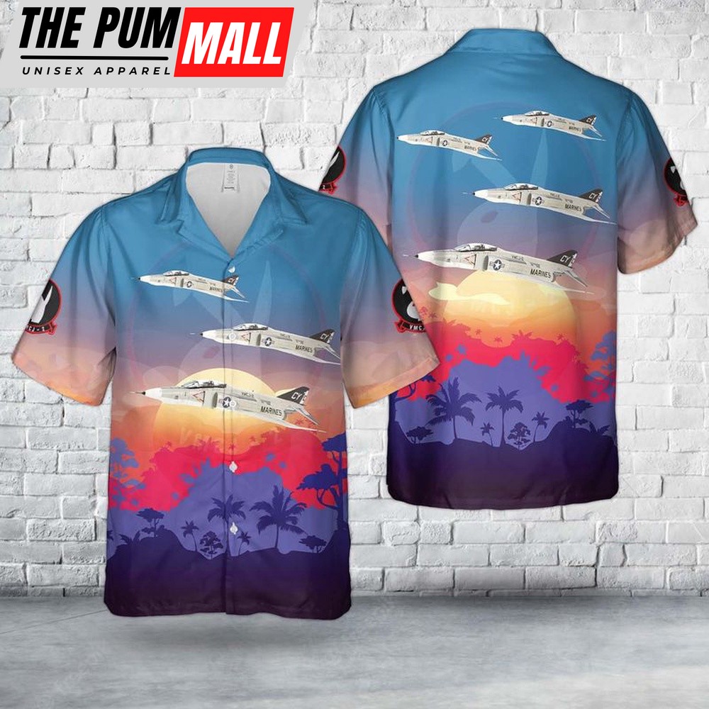 Military Hawaiian Shirt, US Marine Corps McDonnell Douglas RF-4B BuNo.157344 Of VMCJ-2 Hawaiian Shirt