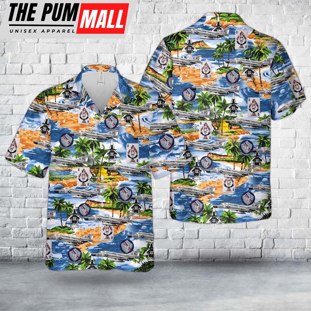 Military Hawaiian Shirt, US Marine Corps McDonnell F-4B Phantom II Of VMFA-115 Hawaiian Shirt