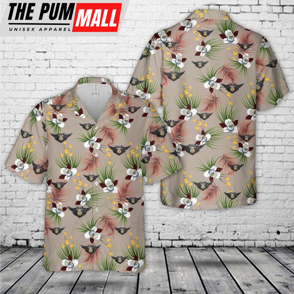 Military Hawaiian Shirt, US Marine Corps Miniature Combat Aircrew Insignia Hawaiian Shirt