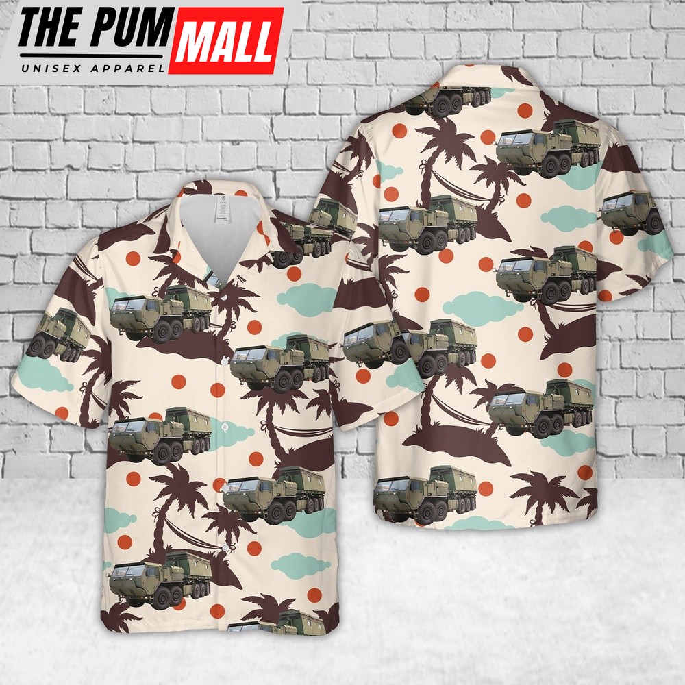 Military Hawaiian Shirt, US Marine Corps Oshkosh Logistic Vehicle System Replacement LVSR MKR18 Cargo Hawaiian Shirt