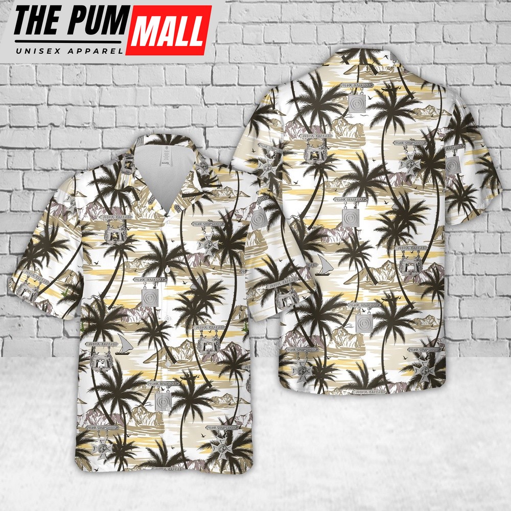 Military Hawaiian Shirt, US Marine Corps Pistol Qualification Badge Hawaiian Shirt