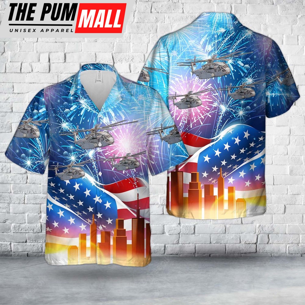 Military Hawaiian Shirt, US Marine Corps Sikorsky CH-53K King Stallion, 4th Of July Hawaiian Shirt