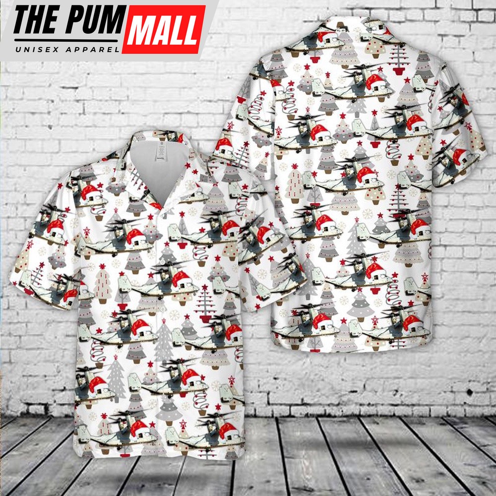 Military Hawaiian Shirt, US Marine Corps (USMC) Bell Boeing MV-22B Osprey Christmas Hawaiian Shirt