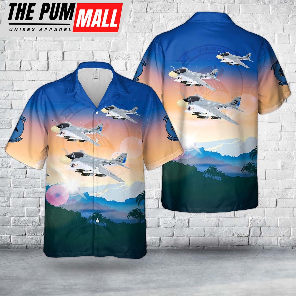 Military Hawaiian Shirt, US Marine Corps VMA(AW)-225 Vikings (Da Nang, 1969) A-6A Intruder Hawaiian Shirt